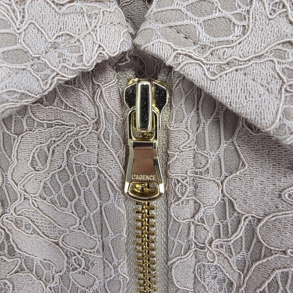 L’Agence Kylo Lace Shirt Dress Size 0 Beige Sleeveless Zip Front Collared Midi - Picture 5 of 10